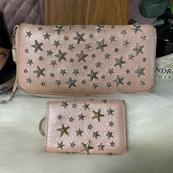 Authentic JIMMY CHOO SET! NELLIE STAR KEY CASE & FILIPA STAR LONG ZIP WALLET - Picture 3 of 14